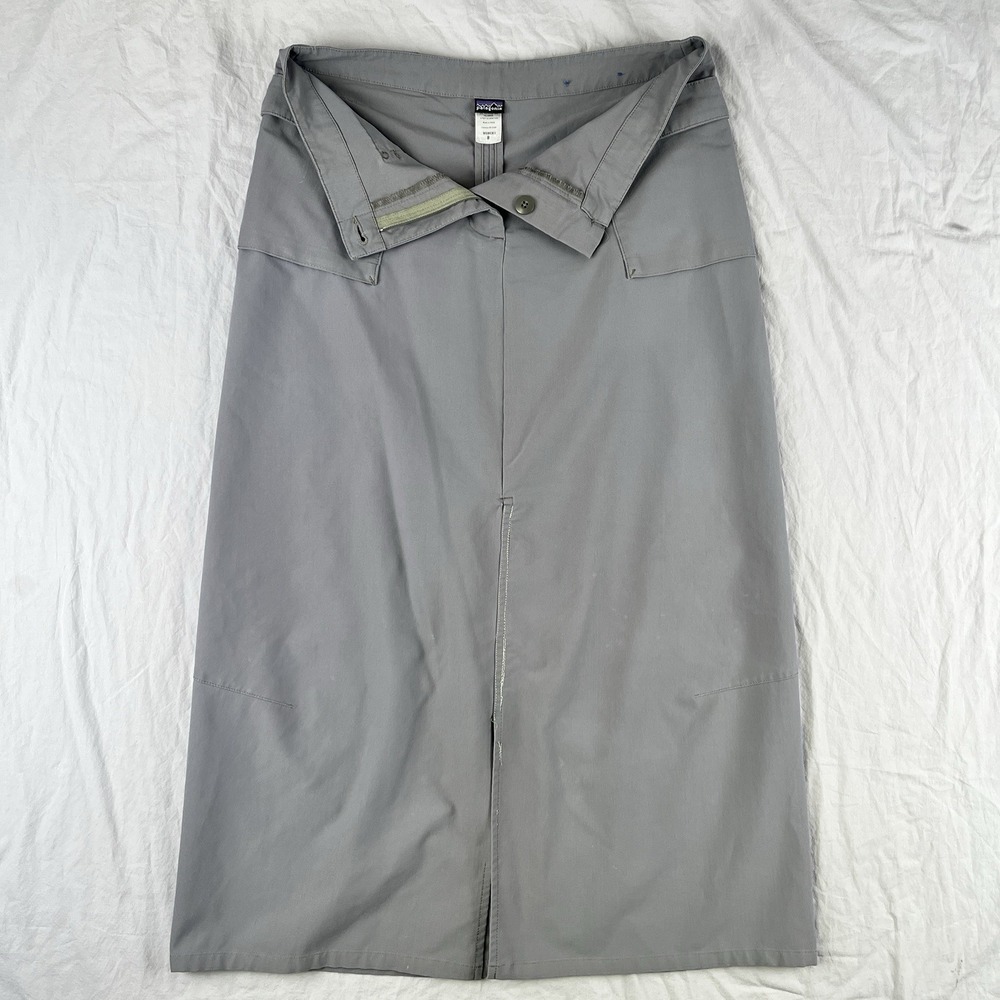 PATAGONIA Continental Long Stretch Skirt Womens 8 Gray Nylon‎ Blend Pockets